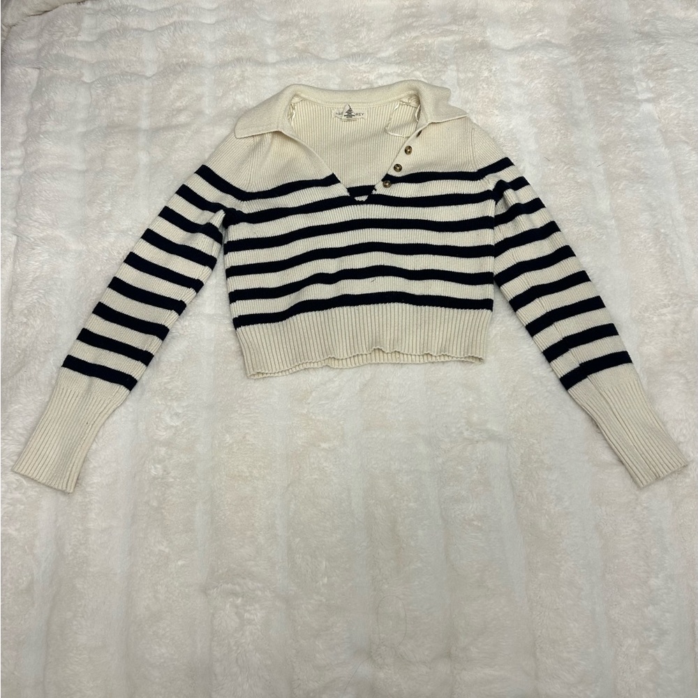 Striped Cream and Black Women's Sweater